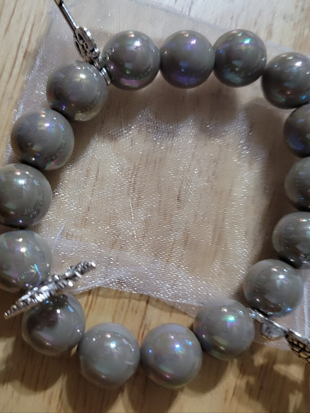 Elegant Gray Pearl Beaded Bracelet